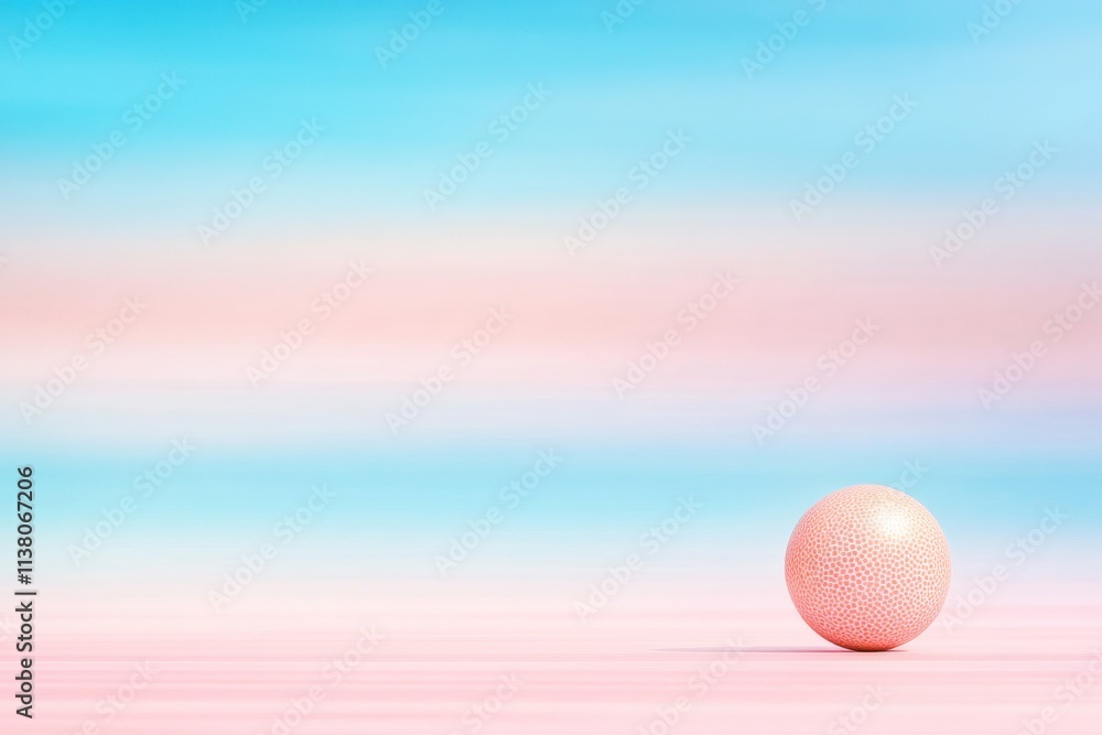 Surreal Pastel Minimalism with Rolling Ball on Blurred Field
