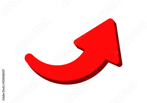A bold red arrow curves upward, symbolizing direction and progress in a simple way.
