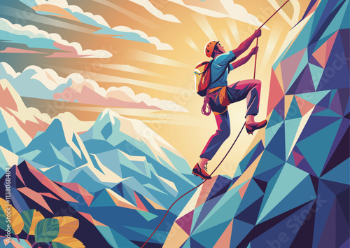 climber Illustration Hiking illustration, mountain climbing vector illustration