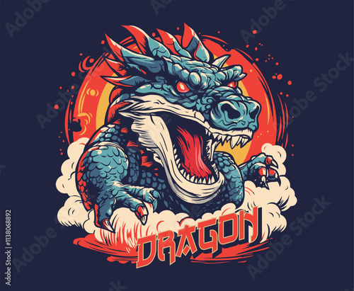 Godzilla Tshirt design cartoon illustration photo