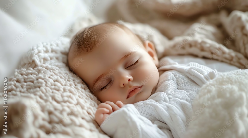 A sleeping baby with a sweet smile on its face. A sleeping baby with a sweet smile on its face.