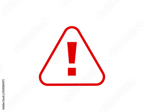 A bold red exclamation mark centered within a triangular frame, signaling caution or alert.