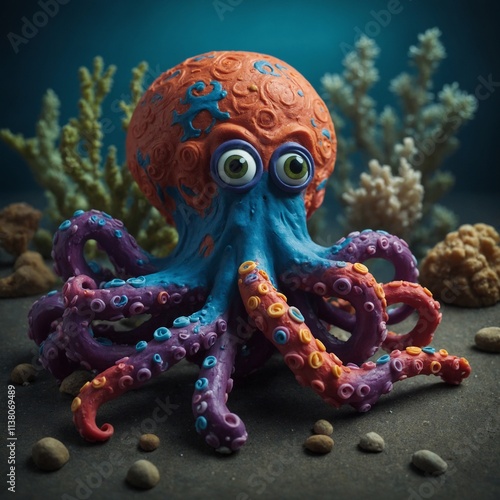 Discover the charming adventures of a clay octopus in a colorful world of underwater joy photo