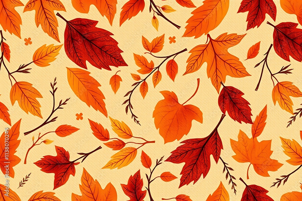 Obraz premium Autumn Leaves Seamless Pattern 