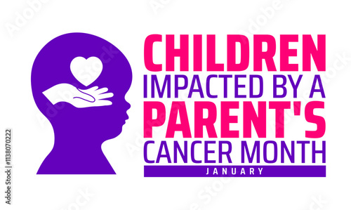 Children Impacted by a Parent's Cancer Month background, banner or poster design template. observed every year in January. Holiday concept. Use to any Template, card, poster, placard, template.