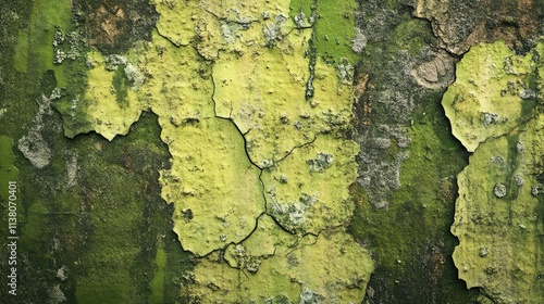 Textured background of aged moldy wall showcasing peeling green paint and cracked surface for artistic and design purposes photo