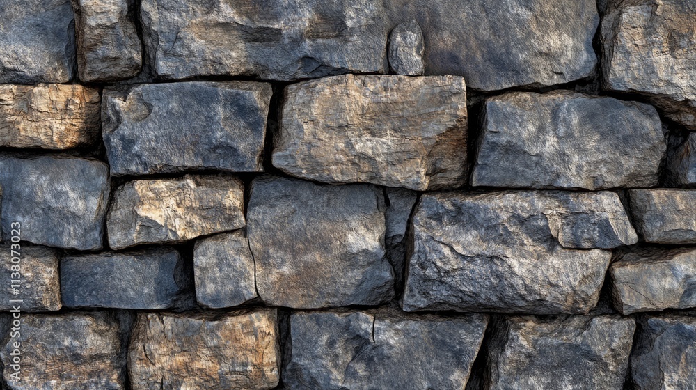 Rugged Stone Wall Texture Featuring Natural Weathered Stones in a Vintage Background Design