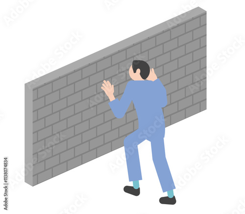 壁に阻まれる男性（ビジネスマン）のイラスト