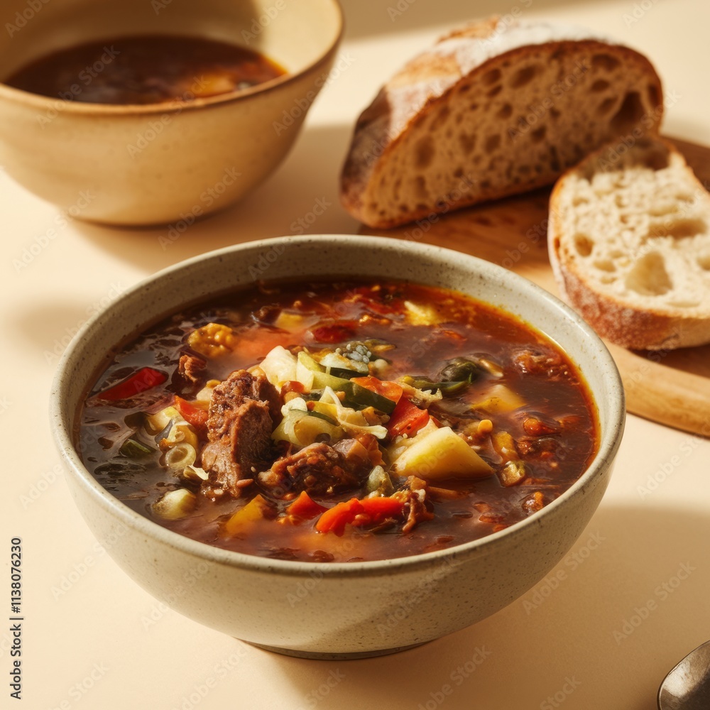 Traditional Sup Konro beef rib soup from Bugis and Makassar garnished with vegetables and herbs served in a black bowl on a wooden board. Traditional Sup Konro beef rib soup from Bugis and Makassar garnished with vegetables and herbs served in a black bowl on a wooden board.