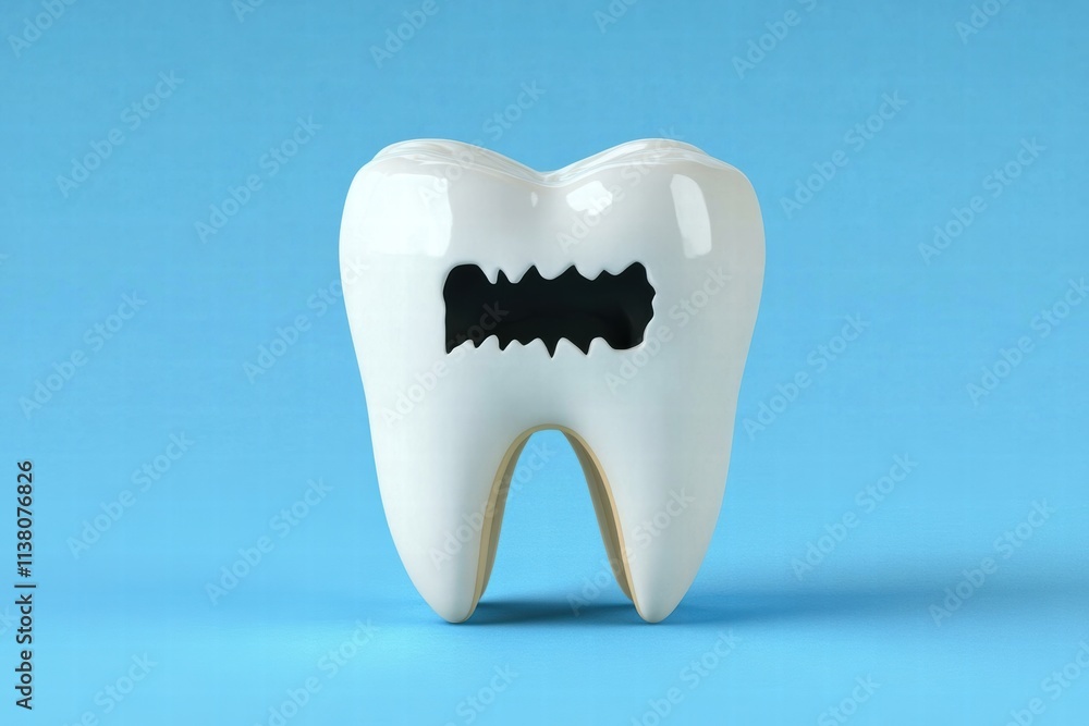 A cute cartoon tooth character with a playful design and a bold black cutout, ideal for dental education materials. A cute cartoon tooth character with a playful design and a bold black cutout, ideal for dental education materials.