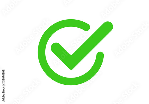 Bright green check mark in a circle, signifying approval, confirmation, or correctness.