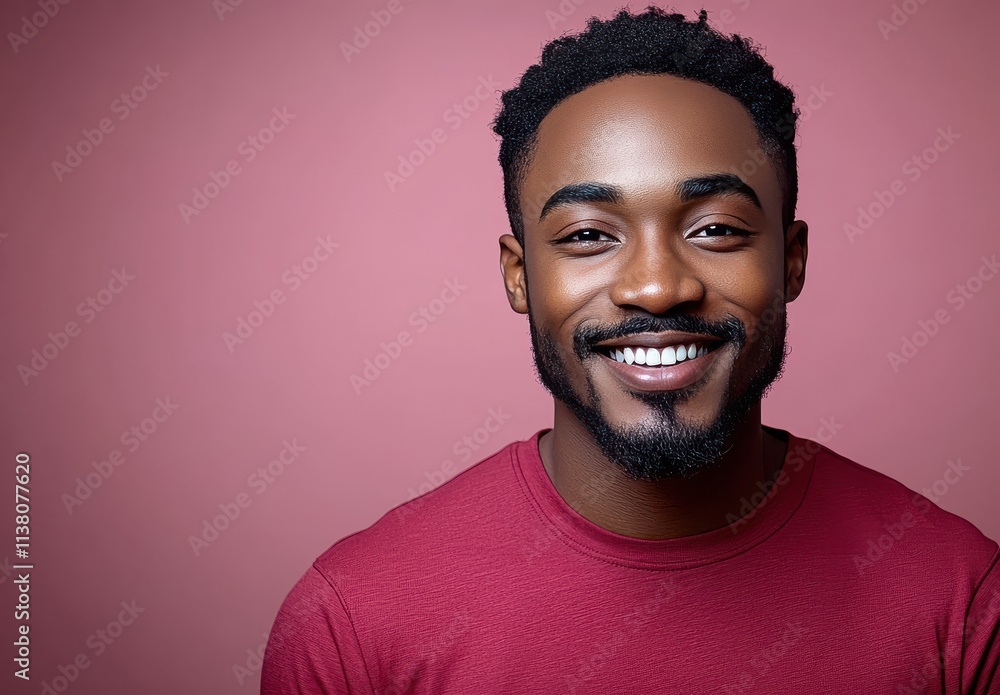 A man with a beard is smiling and wearing a t-shirt A man with a beard is smiling and wearing a t-shirt