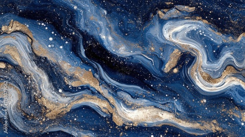 Elegant Blue and Gold Abstract Swirl Design