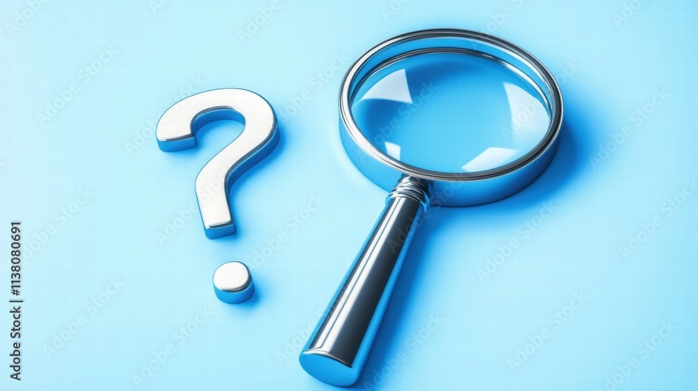 A magnifying glass over a question mark on a blue background, symbolizing inquiry and investigation. A magnifying glass over a question mark on a blue background, symbolizing inquiry and investigation.