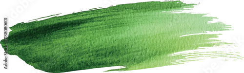 Green paint artistic dry brush stroke. Watercolor acrylic hand painted backdrop for print, web design and banners. Realistic vector background texture