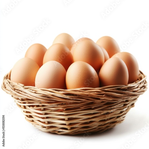Wallpaper Mural Brown eggs in wicker basket isolated on white background food photography studio setting close-up shot for culinary use Torontodigital.ca