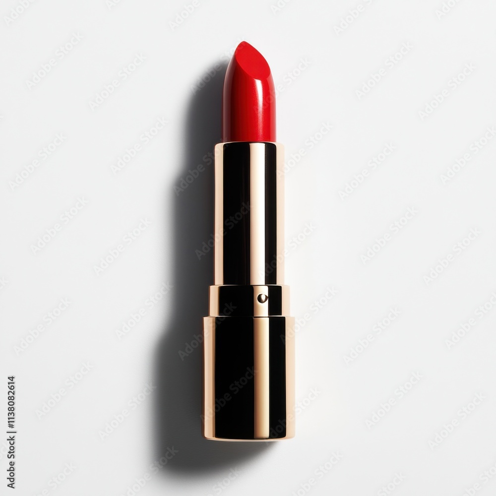 Obraz premium Luxury red lipstick display clean background beauty product photography minimalistic setting close-up view glamour concept, isolated on white background