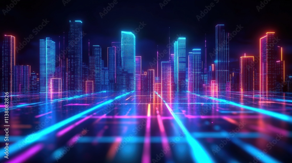 Futuristic Neon Cityscape at Night Futuristic Neon Cityscape at Night
