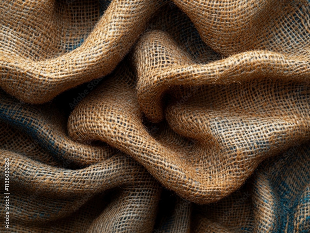 Fototapeta premium Wrinkled Organic Burlap Fabric Texture Close-Up