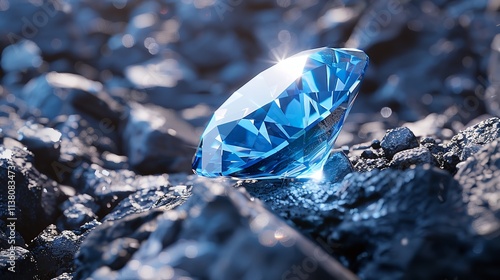 Close up of diamonds various cuts and sizes on dark blue background.