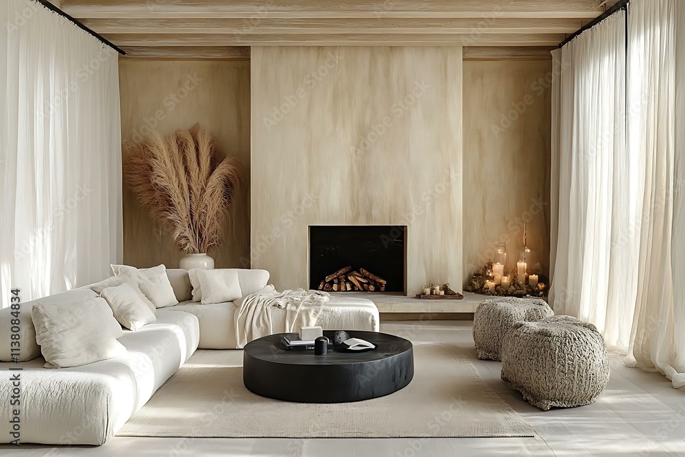 Obraz premium Modern Beige Living Room Interior Design