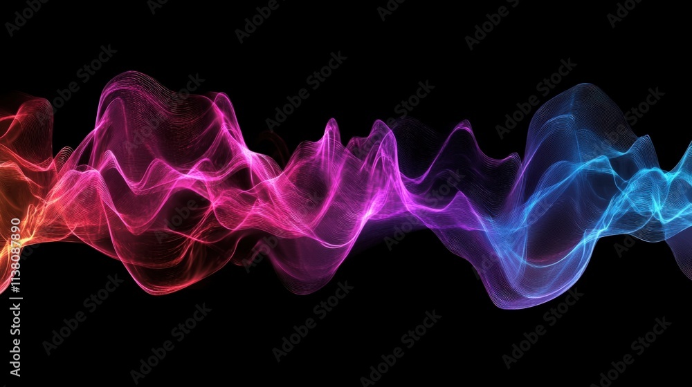 Fototapeta premium Colorful Abstract Waves Against Black Background