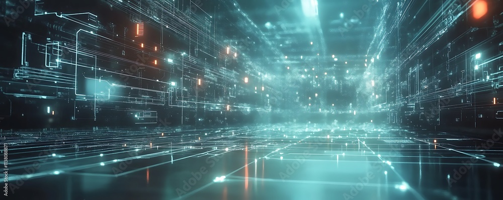 Futuristic AI technology with floating data points and connections Futuristic AI technology with floating data points and connections