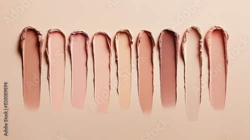 Diverse shades of foundation makeup on neutral background