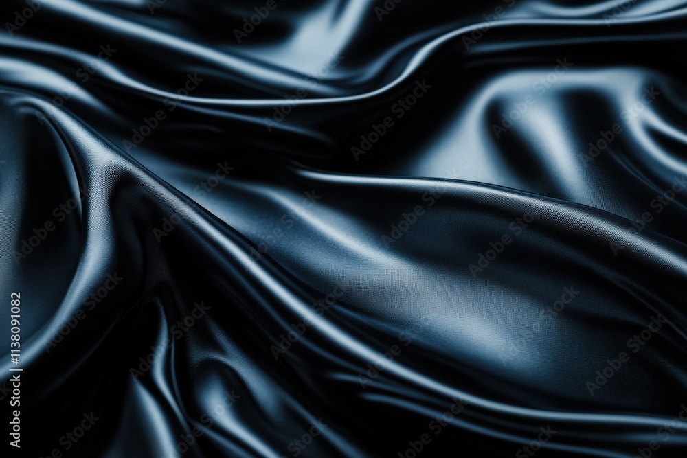 Fototapeta premium Elegant Black Silk Fabric Texture Close-Up