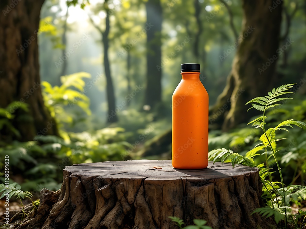 Obraz premium Water Bottles in Nature's Embrace - Mockup with Space for Text