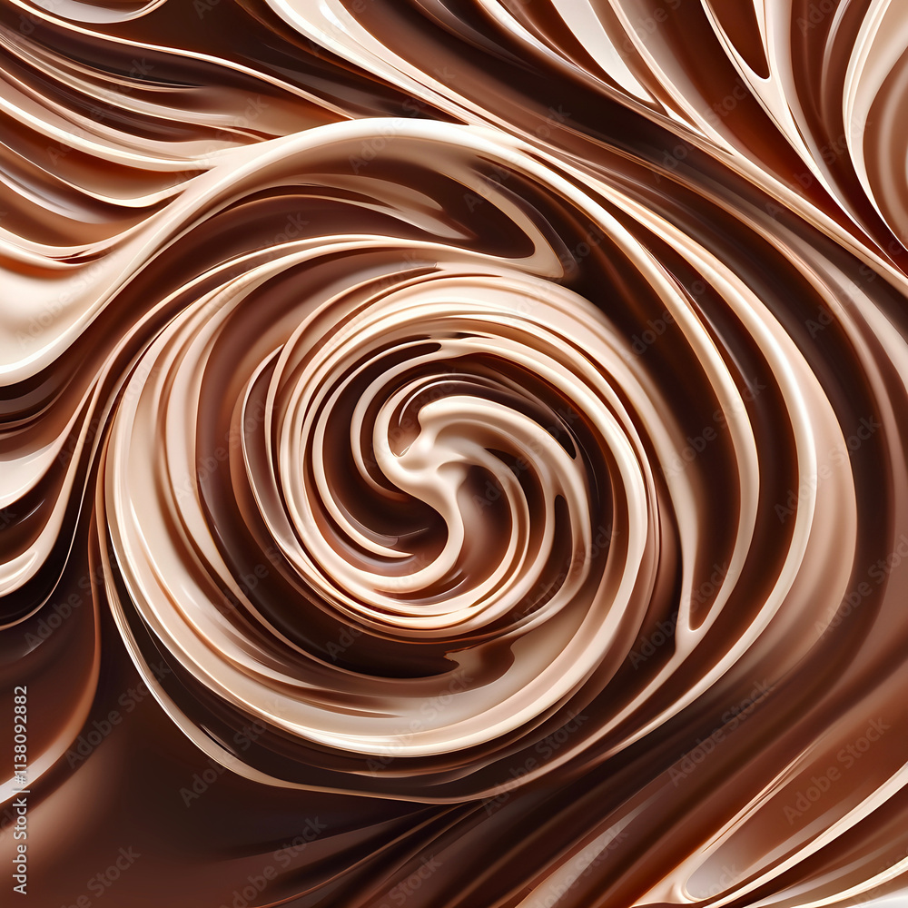 Fluid chocolate waves, PANTONE 17-1230 Mocha Mousse, creamy textures, warm tones, artistic design Fluid chocolate waves, PANTONE 17-1230 Mocha Mousse, creamy textures, warm tones, artistic design