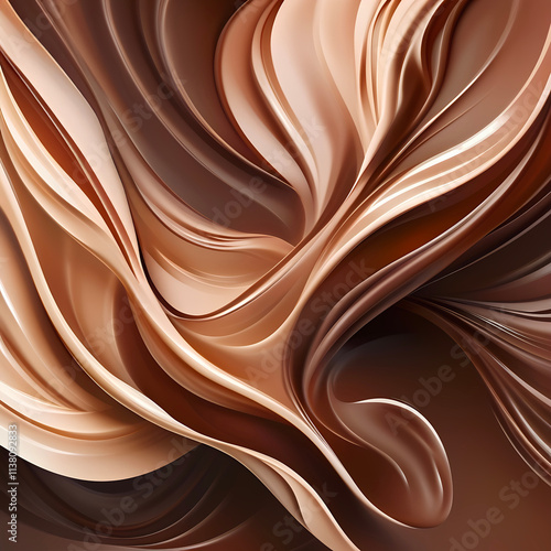 Chocolate cream design, artistic abstraction, PANTONE 17-1230 Mocha Mousse, elegant flow, warm tones