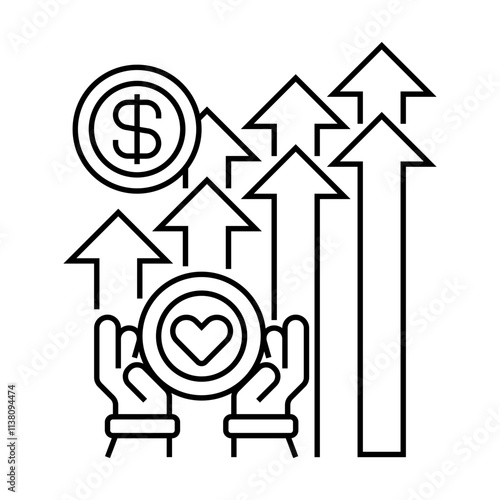 Donation Impact Line Icon. linear style sign for mobile concept and web design. Outline vector icon.