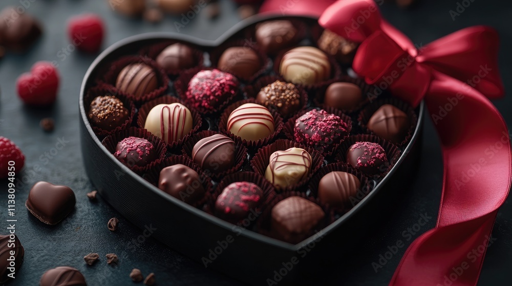 Heart-shaped box of chocolates, Valentine's Day gift, romantic surprise, sweet treats, love and indulgence Heart-shaped box of chocolates, Valentine's Day gift, romantic surprise, sweet treats, love and indulgence