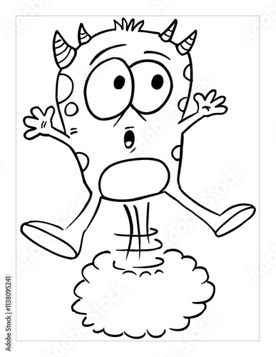 Farting Monster Coloring Page Vector Illustration Art