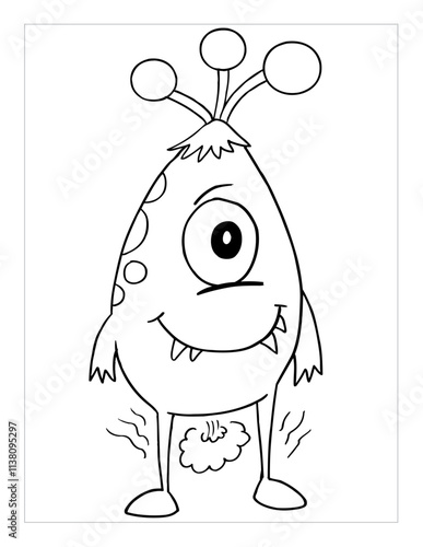 Farting Monster Coloring Page Vector Illustration Art