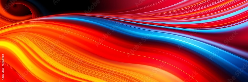 Naklejka premium Vibrant Fluid Waves: Abstract 3D Neon Flow Background
