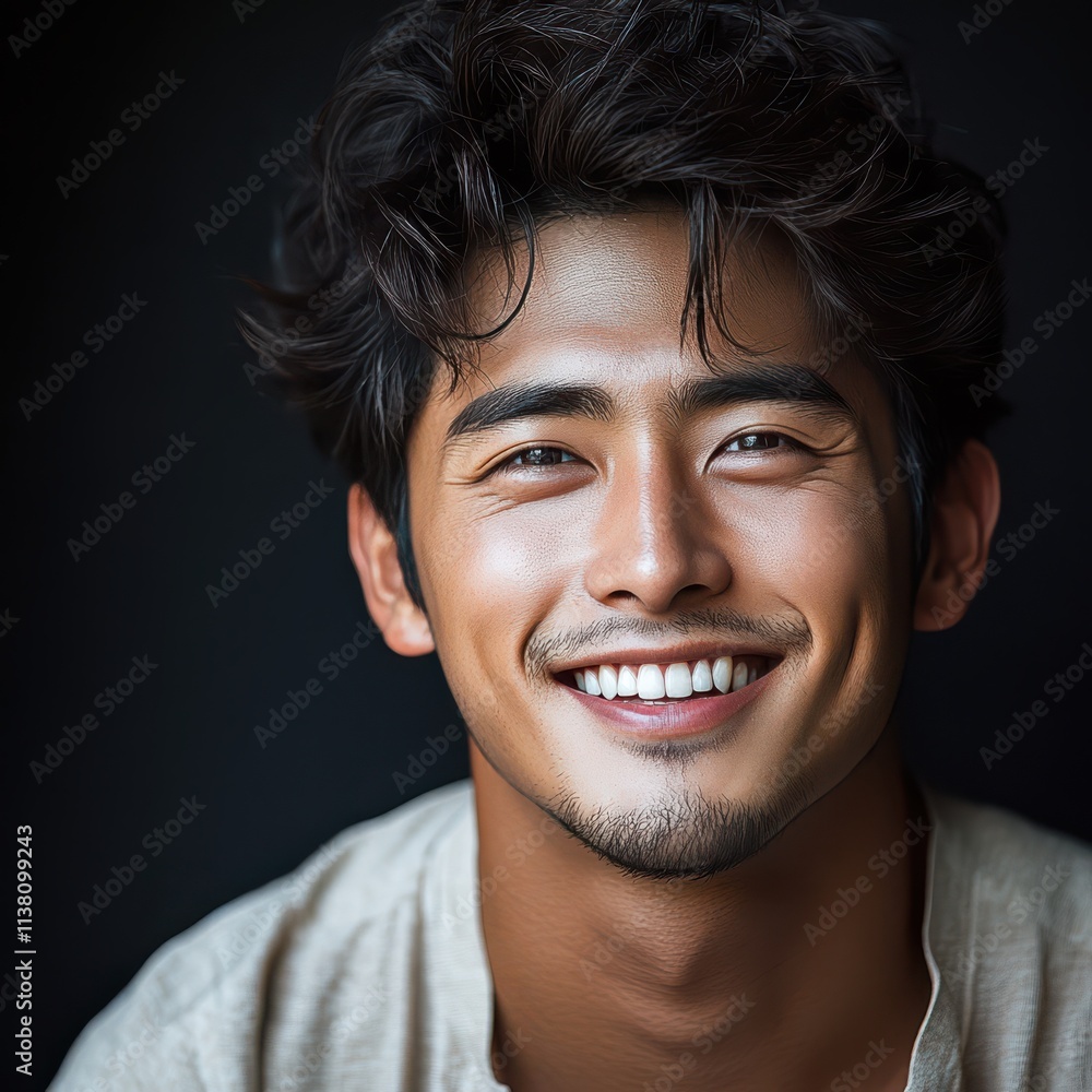 man with casual t-shirt is smiling at the camera, solid color background man with casual t-shirt is smiling at the camera, solid color background