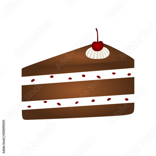 black forest cake slice vector isolated