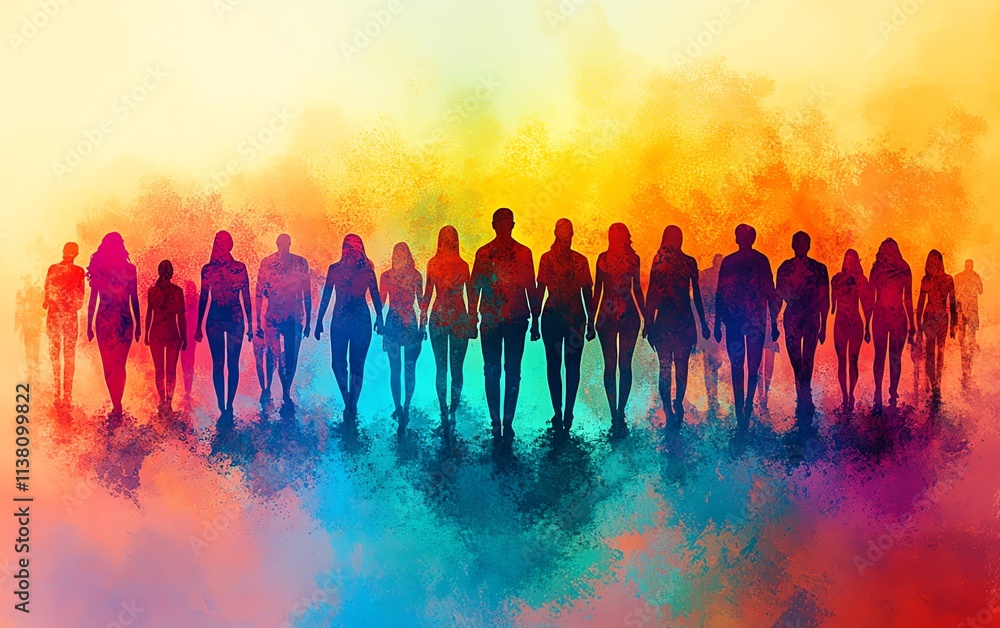 Obraz premium A vibrant and diverse group of people forming a human figure
