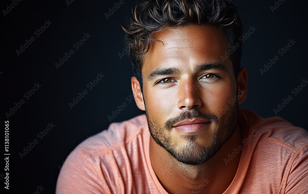 man with casual t-shirt is smiling at the camera, solid color background man with casual t-shirt is smiling at the camera, solid color background
