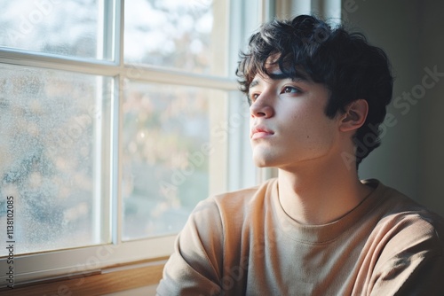 young man looking out window Free Download young man looking out window - GFXLoad