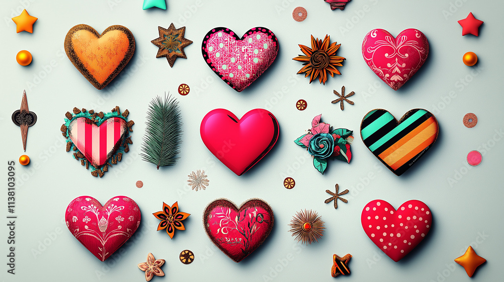 Fototapeta premium PNG set of hearts 3D