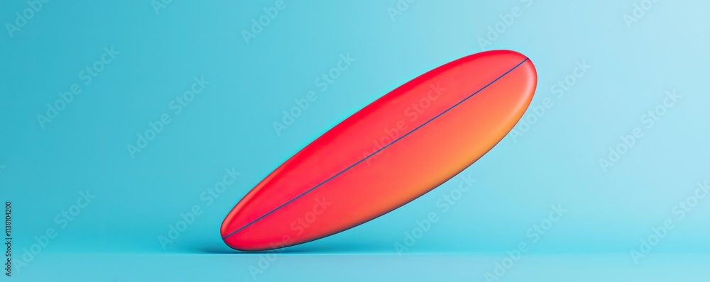 Summer sale concept. Vibrant surfboard against a blue background, symbolizing summer and ocean sports. Summer sale concept. Vibrant surfboard against a blue background, symbolizing summer and ocean sports.