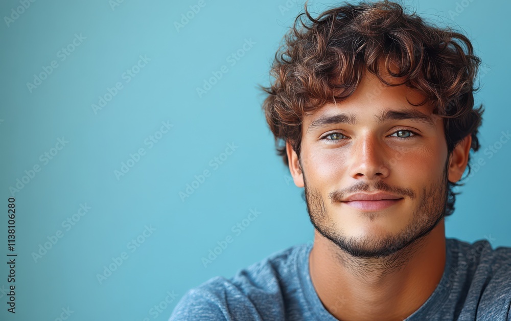 man with casual t-shirt is smiling at the camera, solid color background man with casual t-shirt is smiling at the camera, solid color background