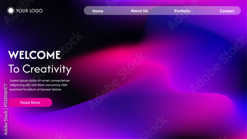 Website abstract background. Soft glowing purple wave texture. Dark colored background with space for design.