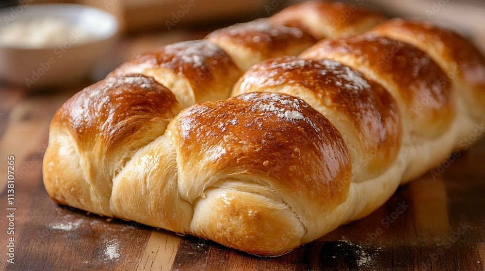 Freshly baked bread on a wooden table Freshly baked bread on a wooden table