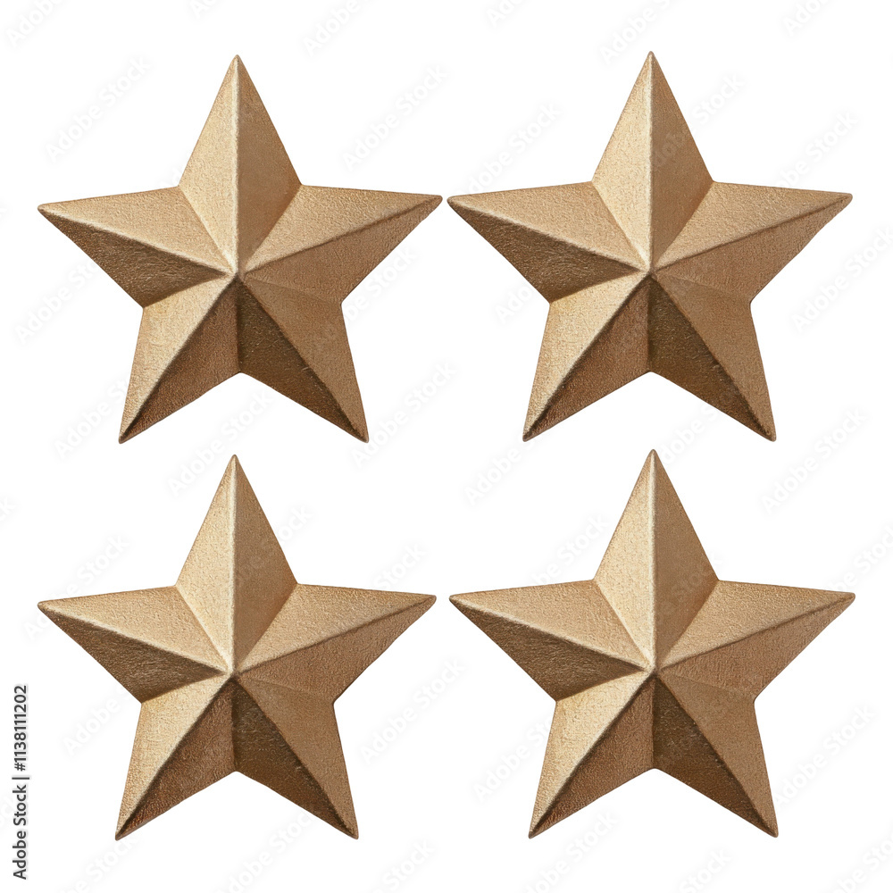 Obraz premium Shiny gold stars arranged together on solid background decorative art minimalist style elegant view modern concept. Transparent background.