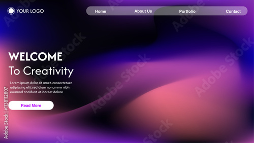 Website abstract background. Soft glowing aurora texture. Dark colored background with space for design.