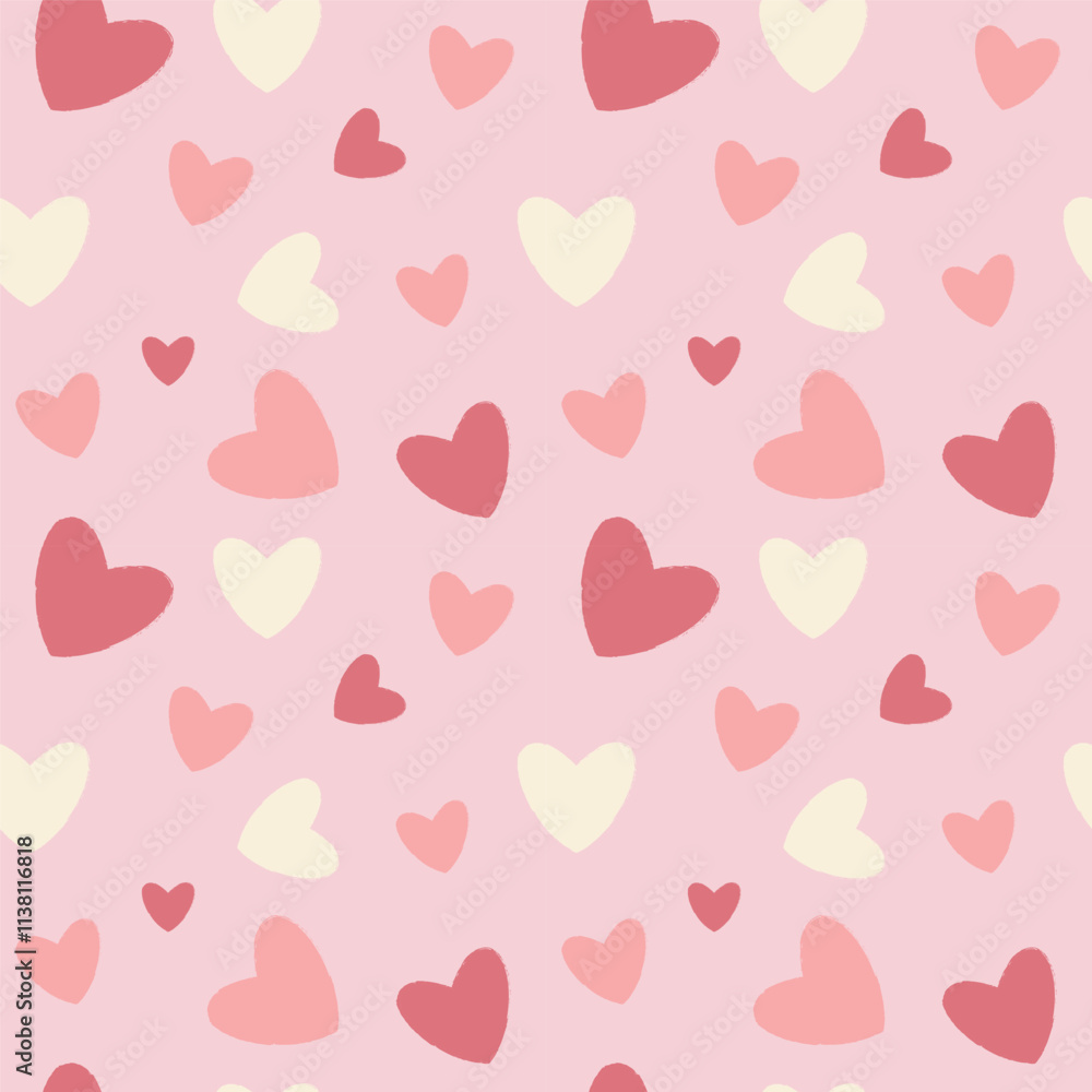 Seamless pattern with pink hearts on the pink background Seamless pattern with pink hearts on the pink background